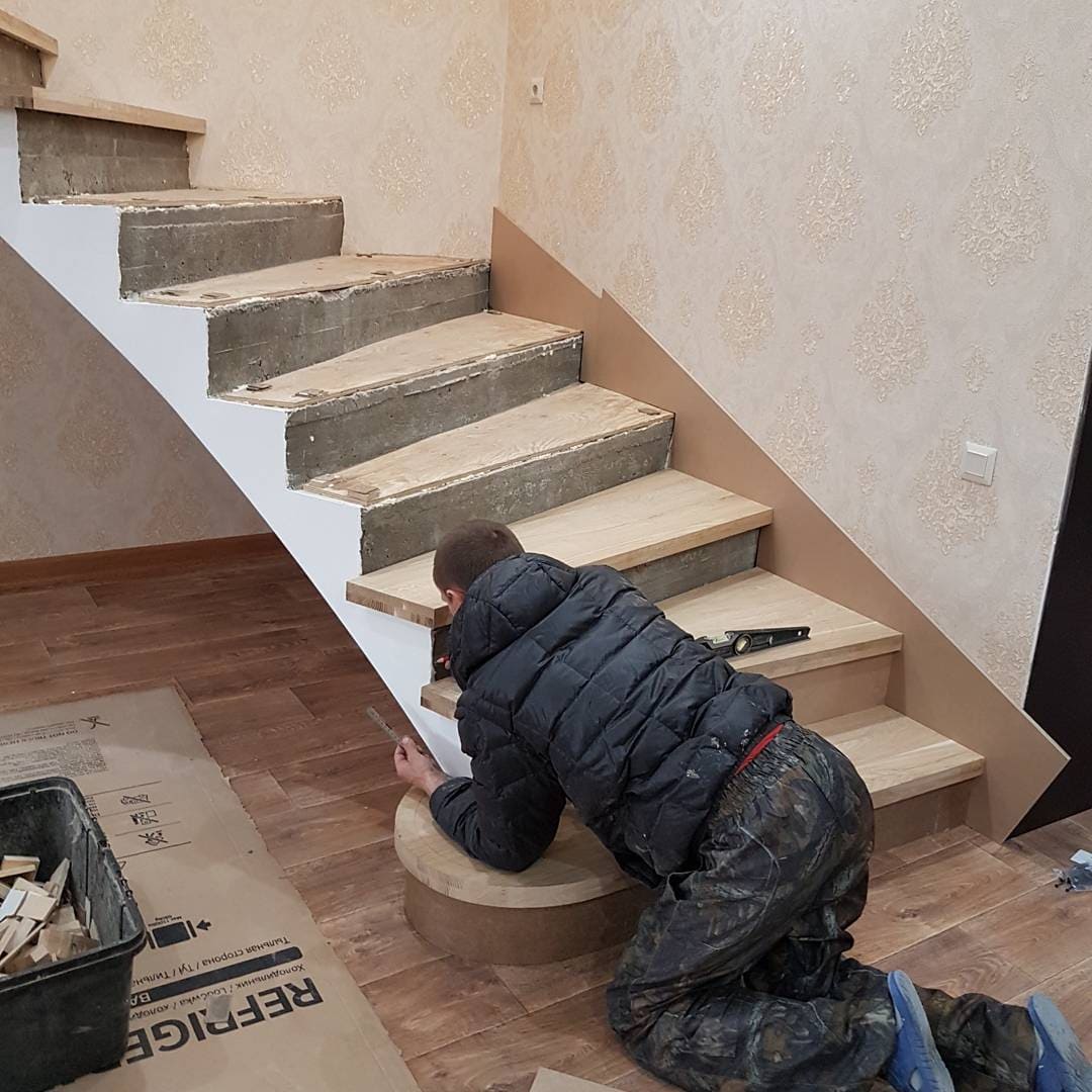 Облицовка бетонной лестницы